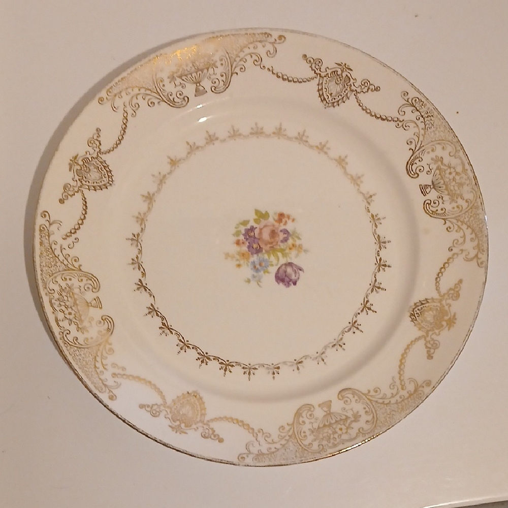 Vtg Stetson Golden Beauty Elegant Floral Dinner Plate 22k Trim